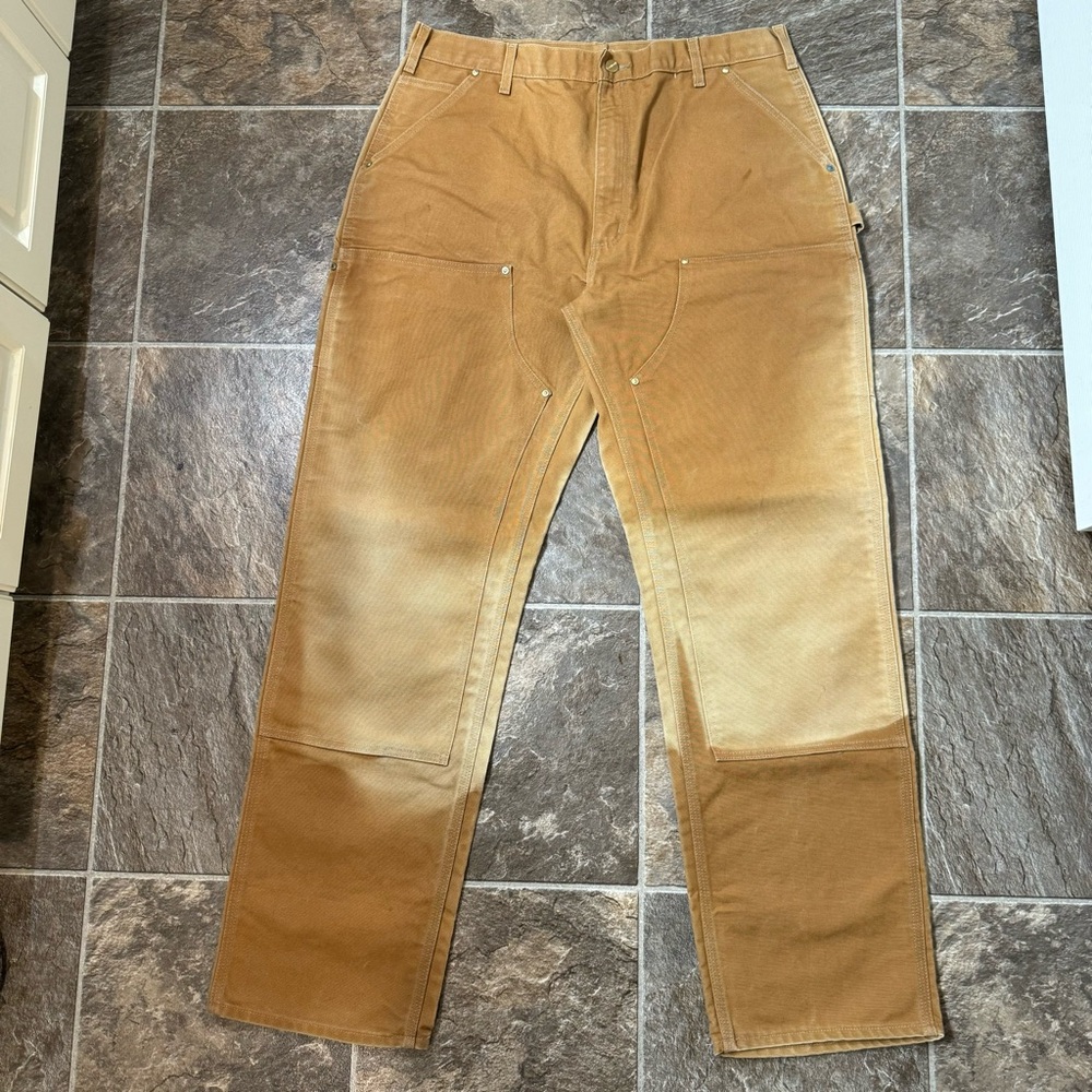 Vintage Carhartt Double Knee Pants Mens 38x32 B01 BRN Made In USA Distressed